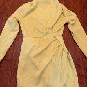 ASOS Long Sleeve Wrap Dress in Yellow